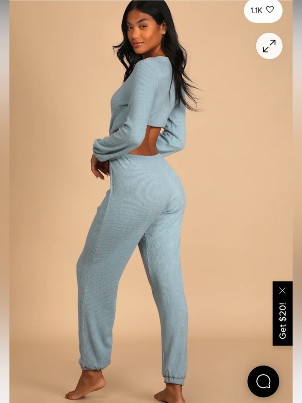 Lulu's Light Blue Ribbed Twist-Front Jumpsuit - Picture 2 of 3